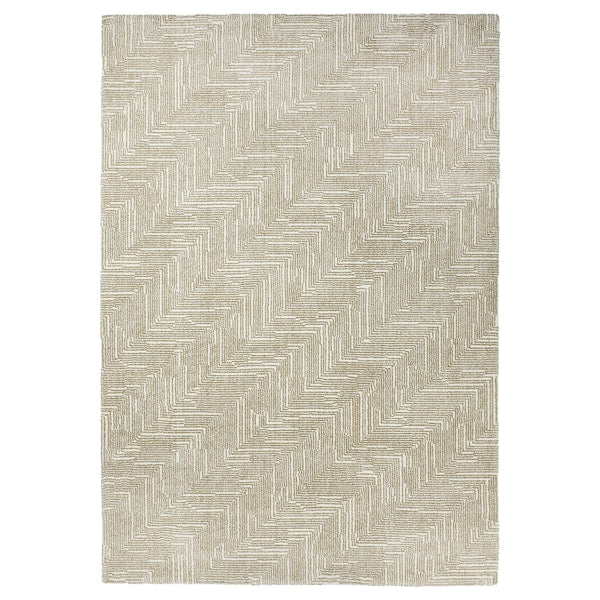 LINJEPLATS - Rug, low pile, beige/off-white, 160x230 cm