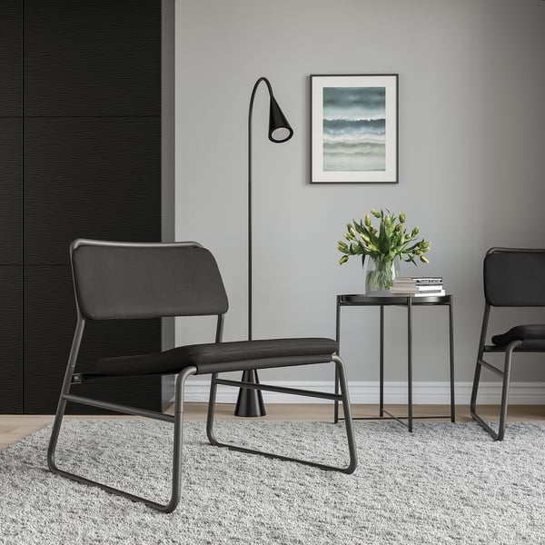 LINNEBÄCK easy chair, Vissle dark grey, 55x72.4x69.5 cm