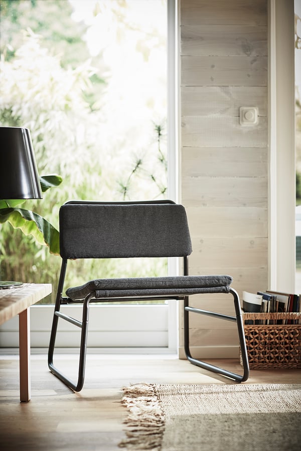 LINNEBÄCK - Armchair, Vissle dark grey ,