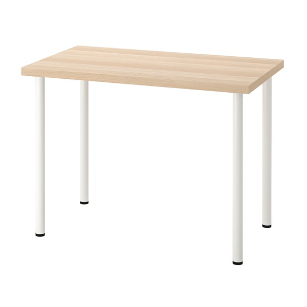 LINNMON / ADILS desk, white stained oak effect/white, 100x60 cm