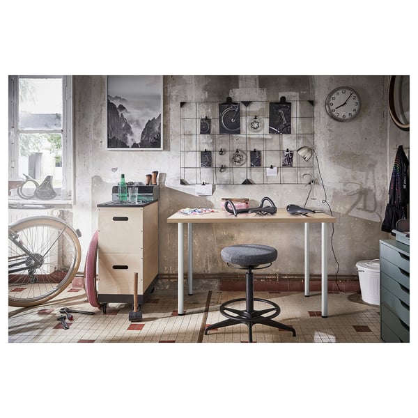 LINNMON / ADILS desk, white stained oak effect/white, 100x60 cm