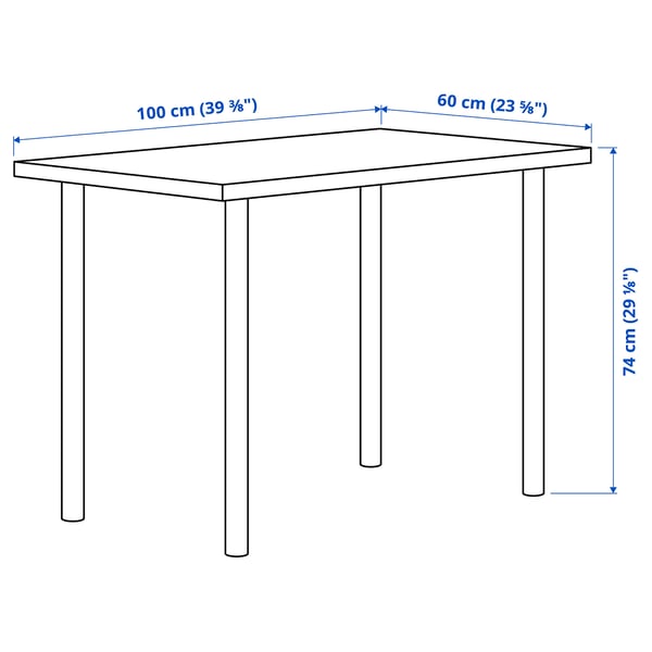 LINNMON / ADILS - LINNMON / ADILS Desk, white stained oak effect/dark grey, 100x60 cm