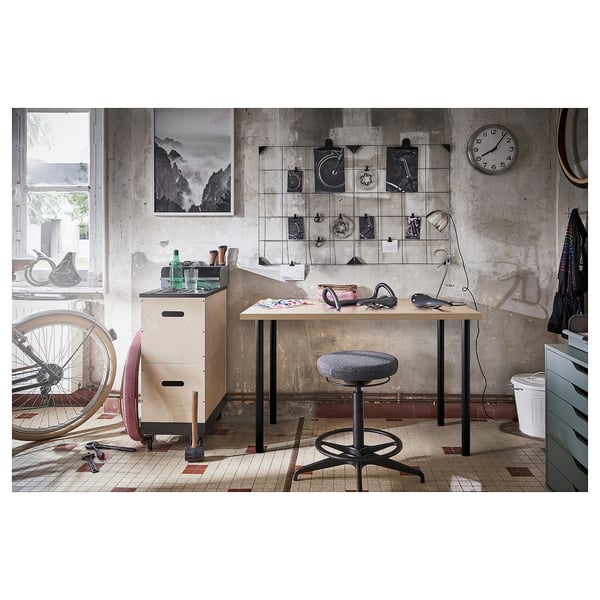 LINNMON / ADILS - LINNMON / ADILS Desk, white stained oak effect/black, 100x60 cm