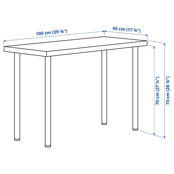 LINNMON / ADILS table, white stained oak effect/white, 100x45 cm