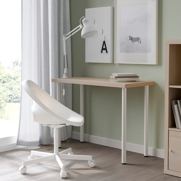 LINNMON / ADILS table, white stained oak effect/white, 100x45 cm