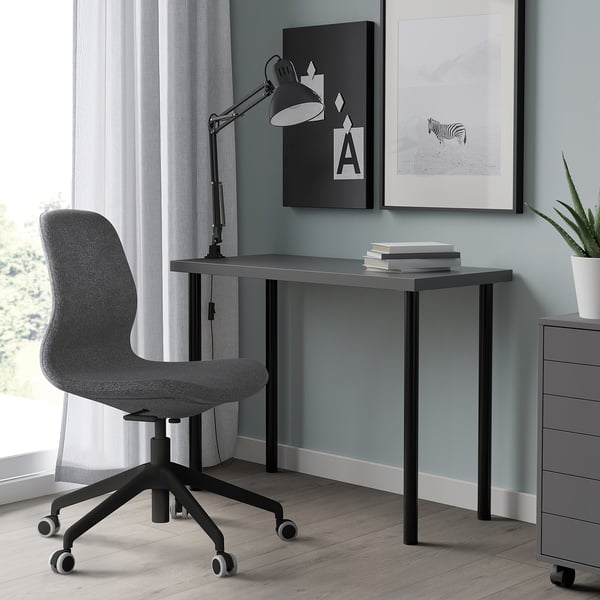 LINNMON / ADILS table, dark grey/black, 100x45 cm