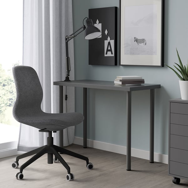 LINNMON / ADILS table, dark grey, 100x45 cm