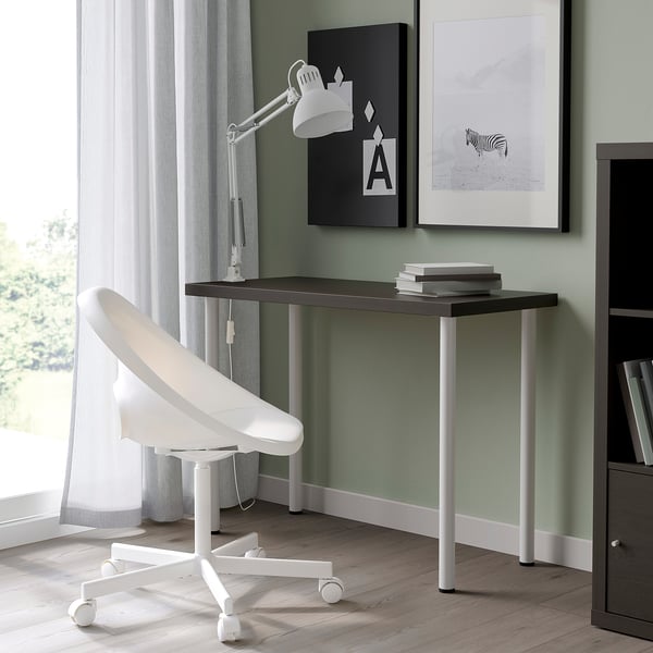 LINNMON / ADILS table, black-brown/white, 100x45 cm
