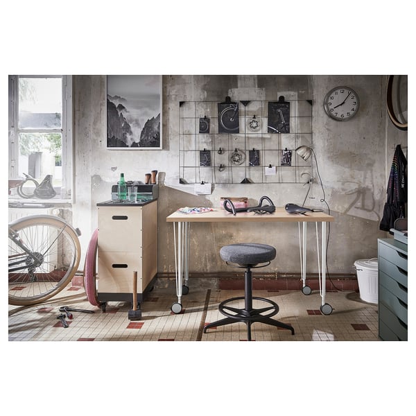 LINNMON / KRILLE - LINNMON / KRILLE Desk, white stained oak effect/white, 100x60 cm