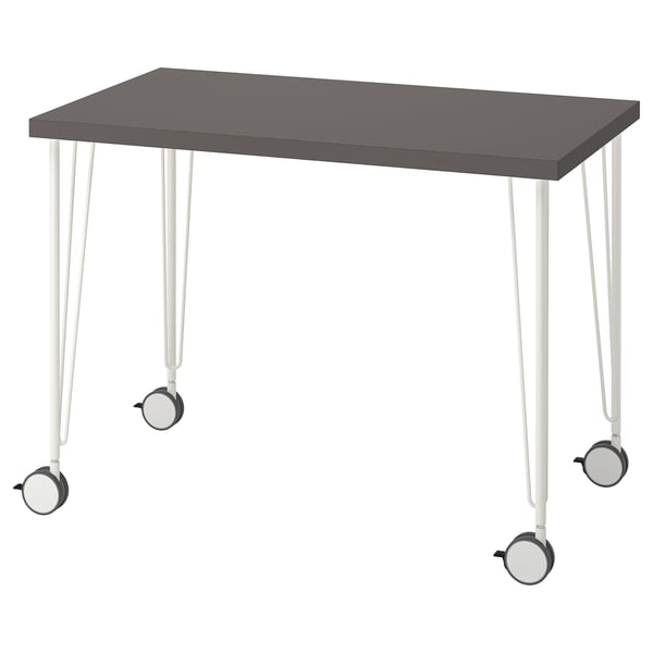 LINNMON / KRILLE desk, dark grey/white