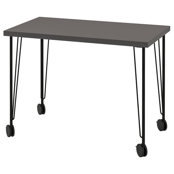 LINNMON / KRILLE desk, dark grey/black