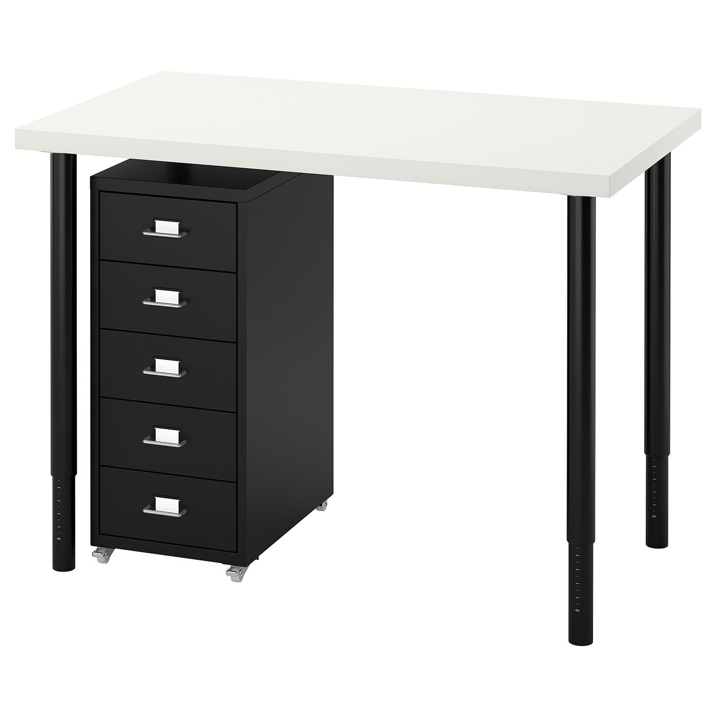 LINNMON/OLOV / HELMER desk and storage combination, white/black