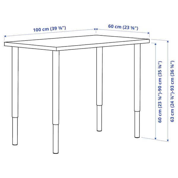 LINNMON / OLOV - Desk, white stained oak effect/white, 100x60 cm