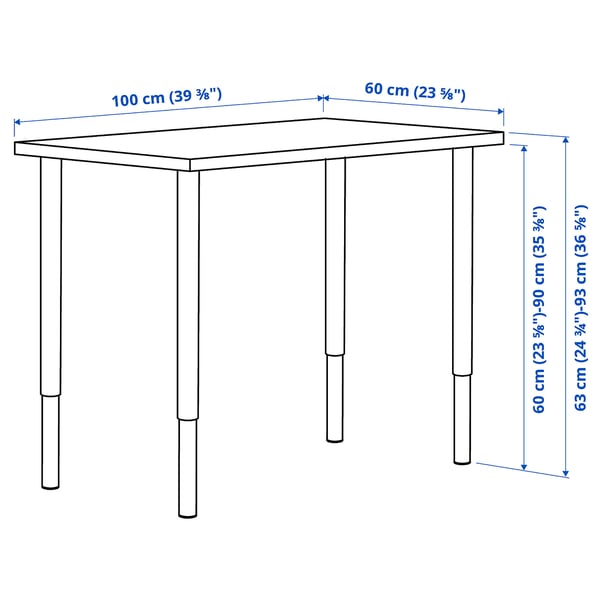 LINNMON / OLOV - LINNMON / OLOV Desk, white stained oak effect/white, 100x60 cm