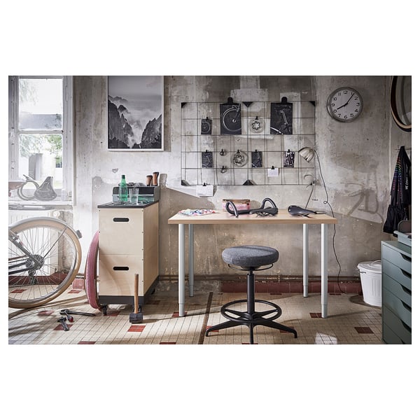 LINNMON / OLOV - LINNMON / OLOV Desk, white stained oak effect/white, 100x60 cm