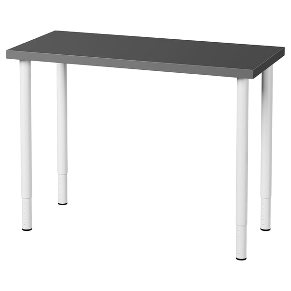 LINNMON / OLOV desk, dark grey/white, 100x45 cm