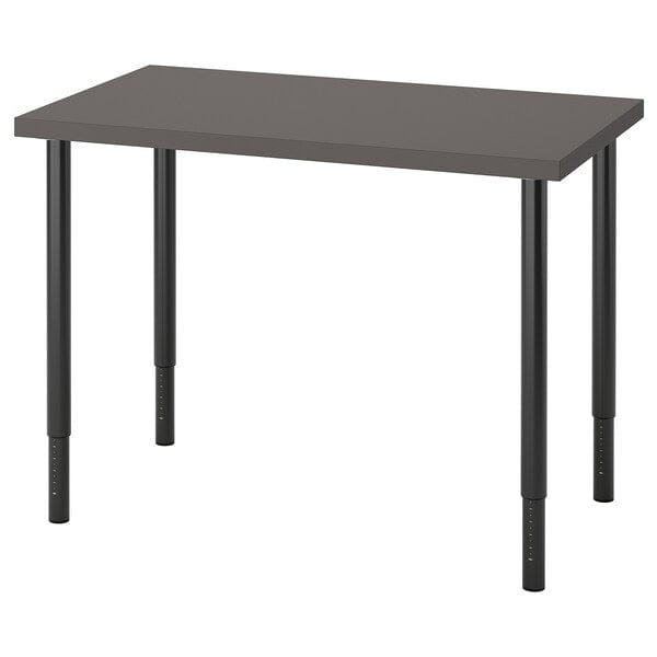 LINNMON / OLOV - Desk, dark grey/black, 100x60 cm