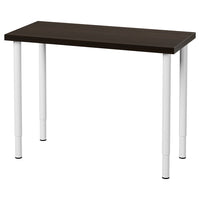 LINNMON / OLOV desk, black-brown/white, 100x45 cm