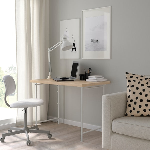 LINNMON / SPÄND - Desk, white stained oak effect/white, 100x60 cm