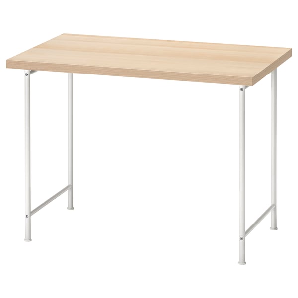LINNMON / SPÄND desk, white stained oak effect/white, 100x60 cm