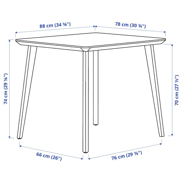 LISABO / ÄLVSTA - Table and 2 chairs, ash veneer/rattan white, 88x78 cm