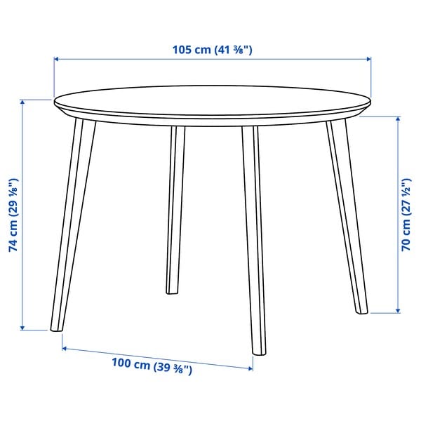 Ikea LISABO / ÄLVSTA - Table and 4 chairs, ash veneer/rattan white, 105 cm