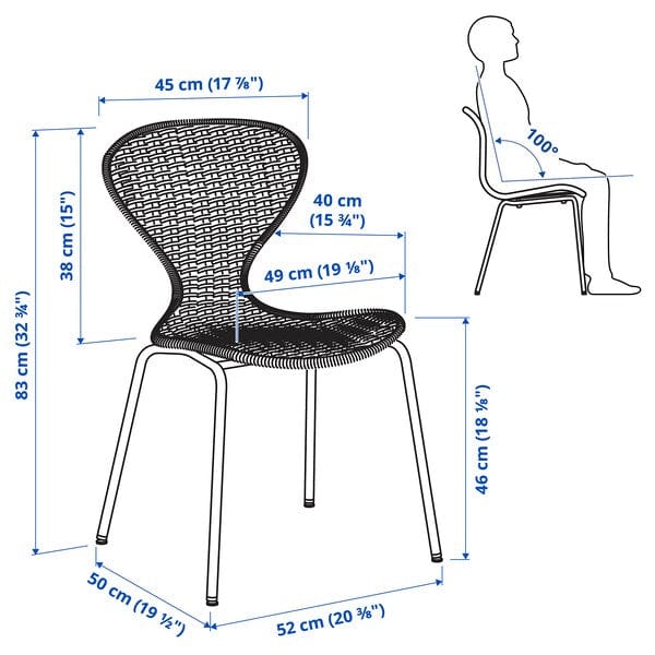 Ikea LISABO / ÄLVSTA - Table and 4 chairs, ash veneer/rattan white, 105 cm