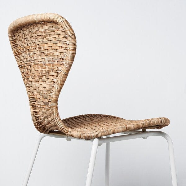 LISABO / ÄLVSTA - Table and 4 chairs, ash veneer/rattan white, 140x78 cm