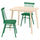 LISABO / HÖGVED table and 2 chairs, ash veneer/green, 88 cm