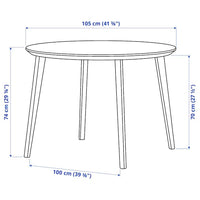 LISABO / KARLPETTER - Table and 4 chairs, ash veneer/Gunnared smoke grey white,105 cm