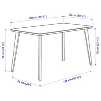 LISABO / KARLPETTER - Table and 4 chairs, ash veneer/Gunnared smoke grey white,140x78 cm