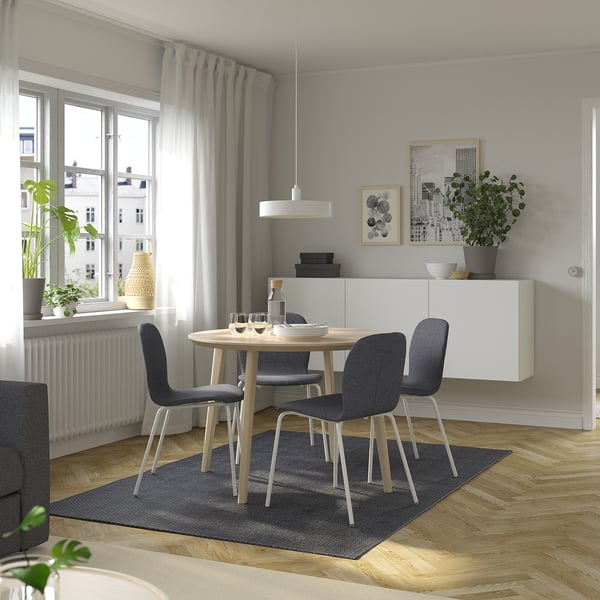 LISABO / KARLPETTER - Table and 4 chairs, ash veneer/Gunnared smoke grey white,105 cm