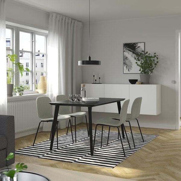 Ikea LISABO / KARLPETTER - Table and 4 chairs, black/Gunnared light green black,140x78 cm