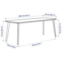 LISABO / KARLPETTER - Table and 6 chairs, ash veneer/Gunnared smoke grey white,200x78 cm