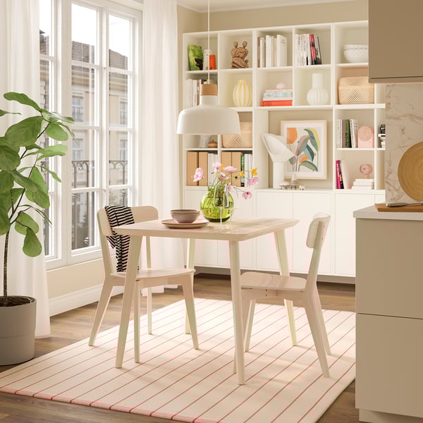 LISABO / LISABO table and 2 chairs, ash veneer/ash veneer, 88 cm