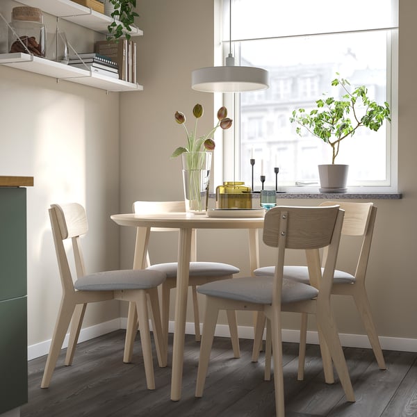 LISABO / LISABO table and 4 chairs, ash/Tallmyra white/black, 105 cm