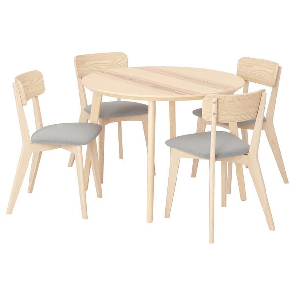 LISABO / LISABO table and 4 chairs, ash/Tallmyra white/black, 105 cm
