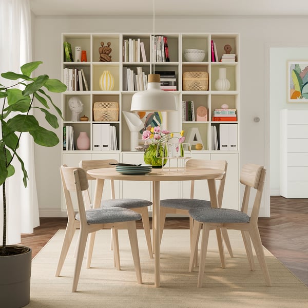 LISABO / LISABO table and 4 chairs, ash/Tallmyra white/black, 105 cm