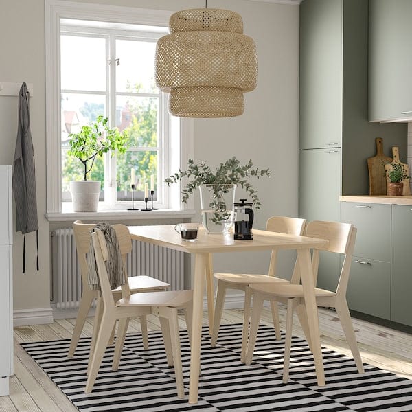 Ikea LISABO / LISABO - Table and 4 chairs, ash veneer/ash, 140x78 cm