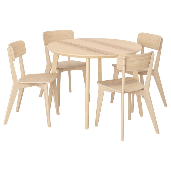 LISABO / LISABO table and 4 chairs, ash veneer/ash, 105 cm
