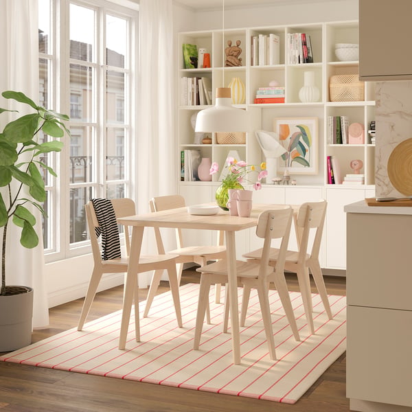 LISABO / LISABO table and 4 chairs, ash veneer/ash, 140x78 cm
