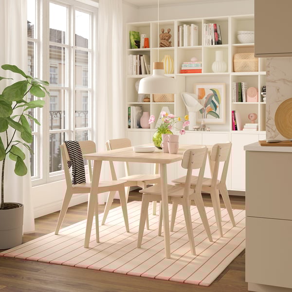 LISABO / LISABO - LISABO / LISABO Table and 4 chairs, ash veneer/ash, 140x78 cm