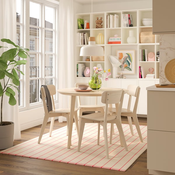 LISABO / LISABO table and 4 chairs, ash veneer/ash, 105 cm