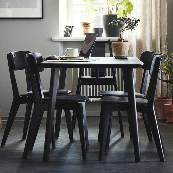 Ikea LISABO / LISABO - Table and 4 chairs, black/black, 140x78 cm