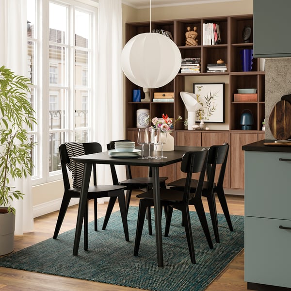 LISABO / LISABO table and 4 chairs, black/black, 140x78 cm