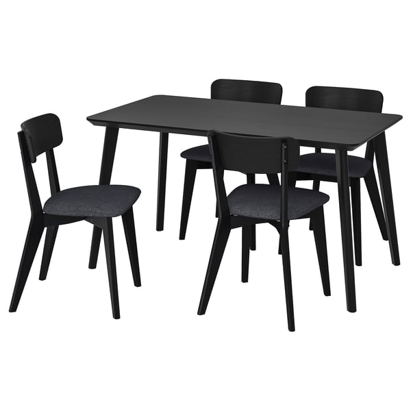 LISABO / LISABO table and 4 chairs, black/Tallmyra black/grey, 140x78 cm