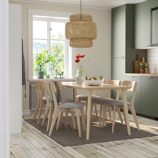 LISABO / LISABO table and 6 chairs, ash/Tallmyra white/black, 200x78 cm