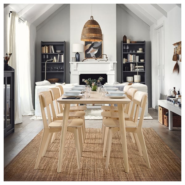 LISABO / LISABO table and 6 chairs, ash veneer/ash veneer, 200 cm