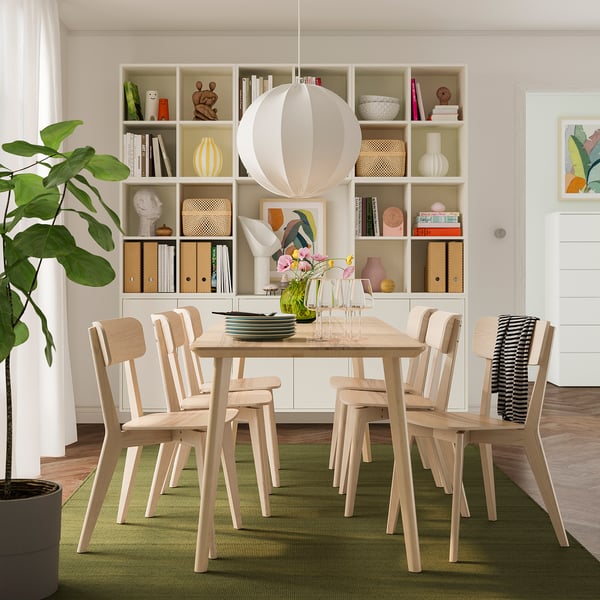 LISABO / LISABO table and 6 chairs, ash veneer/ash veneer, 200 cm
