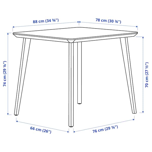 LISABO / LYCKAN table and 2 chairs, ash veneer/yellow birch veneer, 88x78 cm